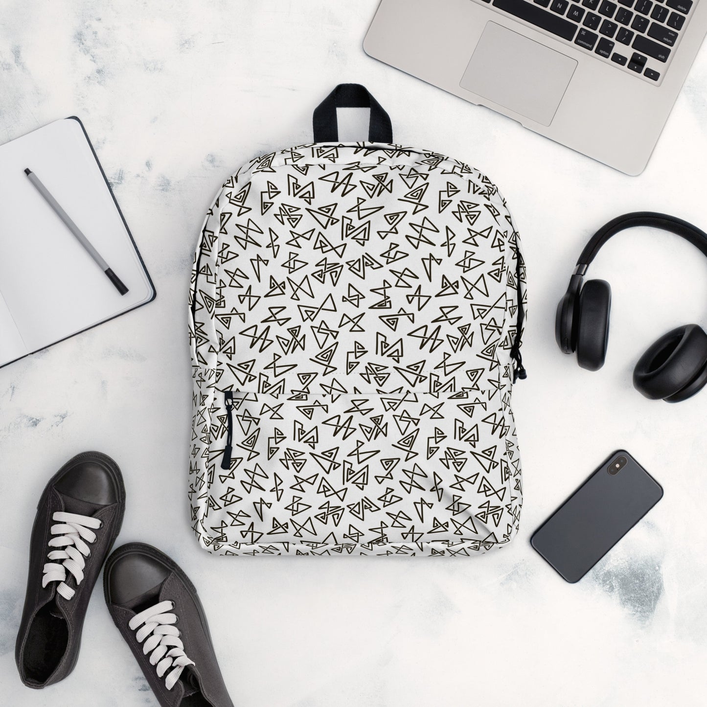 Black and White Line Doodled Backpack