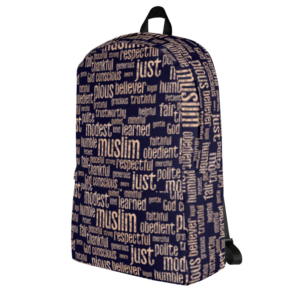 This is Muslim. Backpack in Blue Black