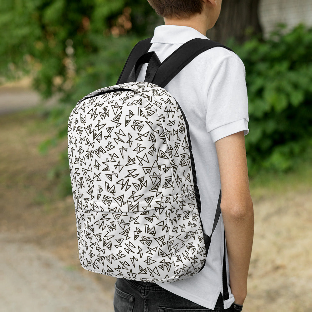 Black and White Line Doodled Backpack